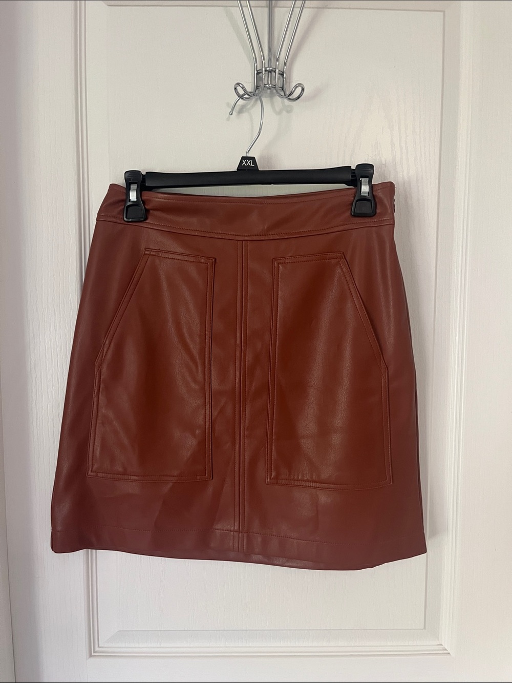 LOFT Faux Leather Mini Skirt in Rust